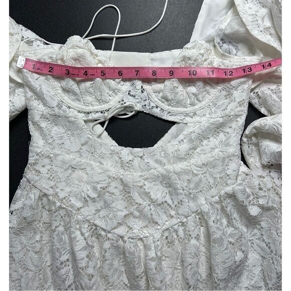 For Love And Lemons Frances Puff Sleeve Mini Dress in White - Picture 6 of 16